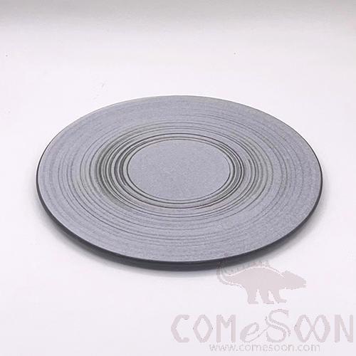 Black Clay White Glaze 11" Lucky Cushion Plate
