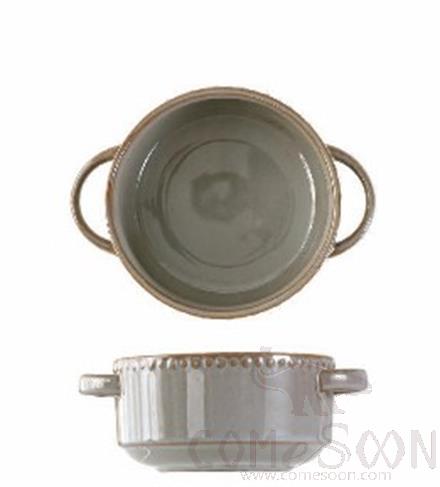 300ML New Bead Edge Double Ear Soup Bowl, L15*W11*H5.2 cm