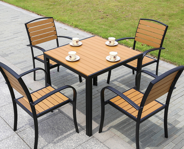 Outdoor Plastic Wood Table and Chair-One Table and Four Chairs product image
