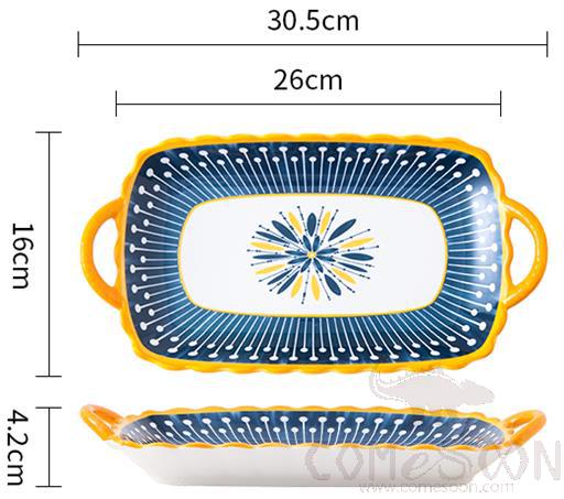 Rectangular Dish / Plate with Two Ears, L30.5*W16*H4.2 cm