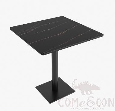 Square Table, Lauren Black Gold+ Black Steel Plate Base, 60*60*75cm