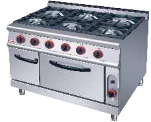 6-Burner Gas Range with Oven 1200×900×(850+ 70)mm