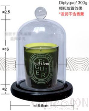Pellet Glass Cover with Black Wood Base D13*16cm