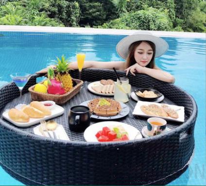 Black Round Floating Tray 80*80*H15cm