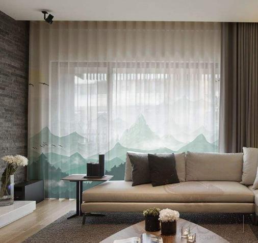 Digital Printing New Chinese Chiffon Window Screen, Polyester