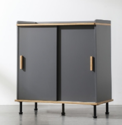 Cabinet, E1 Mdf 18 Mm; Oak Leather, Painted, Solid Wood Handles, Painted Iron Feet
, 40*78* 85 cm