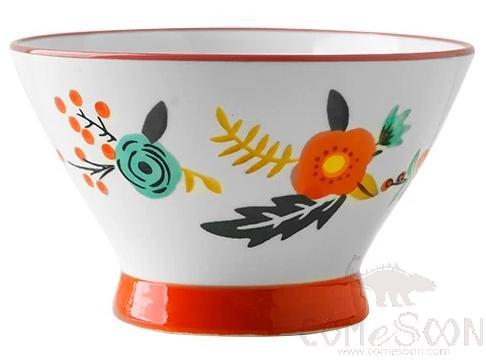 5" Tall Bowl-Summer Flowers (Red)