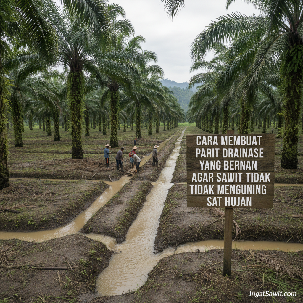 Cara Membuat Parit Drainase yang Benar agar Sawit Tidak Menguning Saat Hujan