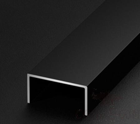 Aluminum U-Shaped Decorative Strip, W50mm*H10mm*L3m, Sand Black