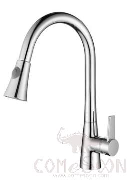 Pull up bathroom faucet-brass