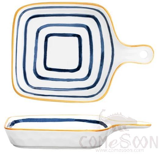 Japanese 9" Single Handle Rectangular Baking Pan-Concentric Pattern