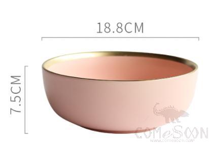 Matte Golden Edge Series 7" Straight Mouth Bowl-Matte Pink product image
