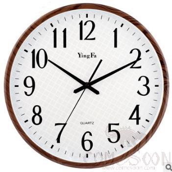 Wood Grain - Silent Clock -Plastic, 14 inch