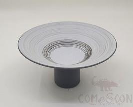 Black Clay White Glaze 6.25" Tall Beveled Mouth Plate
