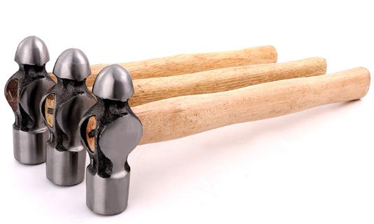 Wooden Handle Ball Pin Hammer 1.5 Lbs., High Carbon Steel