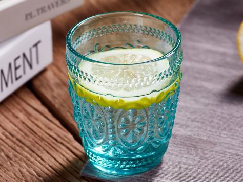 Colorful Emboss Water  Glass Cup 255ML Blue