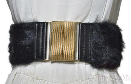 Belt-Elastic Band, Rabbit Hair, Imitation Leather