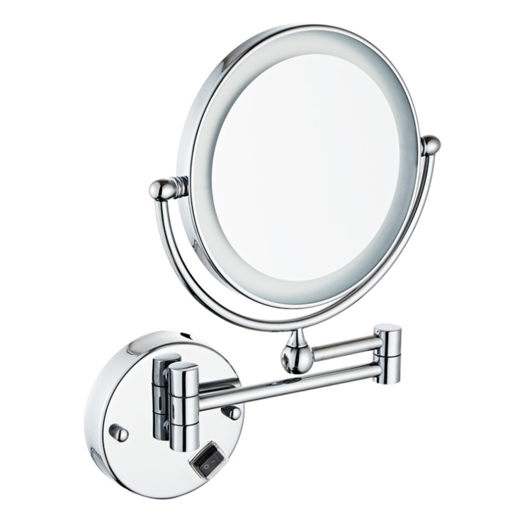 Led Makeup Mirror-Plug / Double-Sided Mirror / Inductive Switch - Silver - 8 inch (20cm) Single - Copper+ SUS304