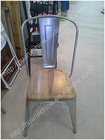 Multicolor Metal Dining Chairs with Wooden Seat