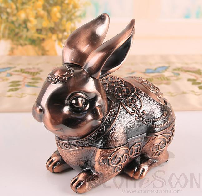 Rabbit Ashtray, Zinc Alloy, Red Antique, L26.2*W19.8*H14.8cm