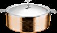 Chinese Straight 3-Ply Steel Hammer Stamped Rose Gold Warm Vegetable Pot (Stainless Steel Lid)+ Stainless Steel Inner Liner, 201/430 Ss+ Aluminum+ 304 Ss, Φ320×h120mm