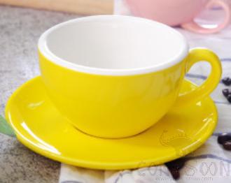 Coffee Cup with Plate 220cc Yellow