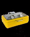 Yellow Rectangular Hydraulic Premium Dining Chafing Dish with Glass Lid, 9L, 585x490x170mm