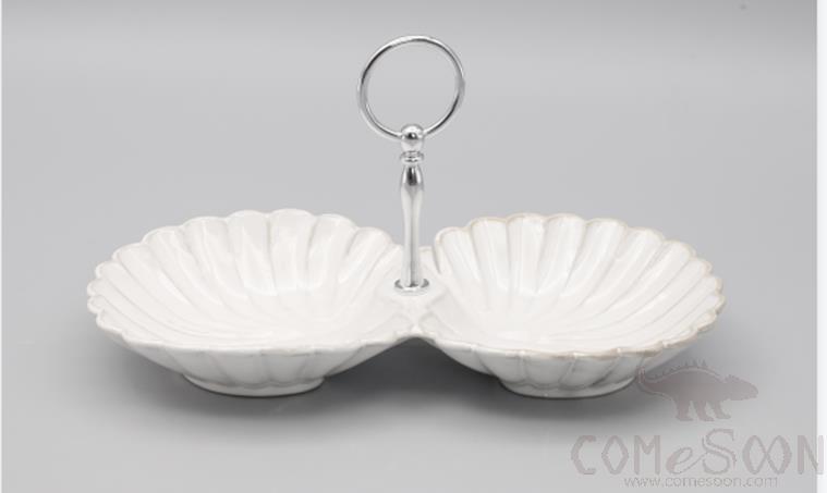 Chrysanthemum 2 Compartment Bowl, Blue, 11.25"