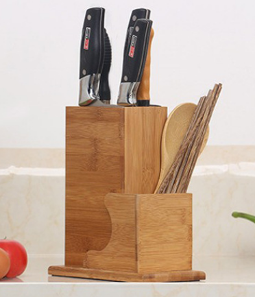 Wooden Kitchen Knife Block (No Knife)