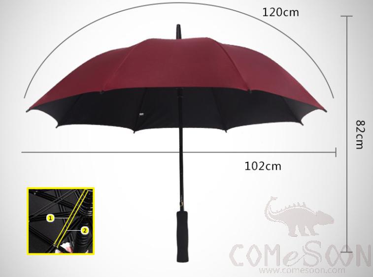 Umbrella, D102cm*8k, Wine Red Vinyl Backing
