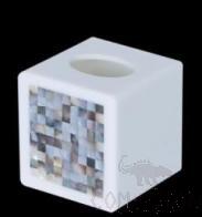 W4-White Bright Black Shell Double-Sided Square Tissue Box, Resin+ Shell, 130*130* 138 mm product image