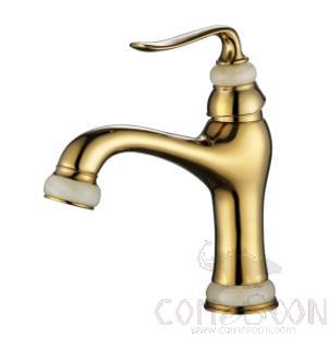 Golden facial cleanser faucet with hot and cold mixing water valve-brass