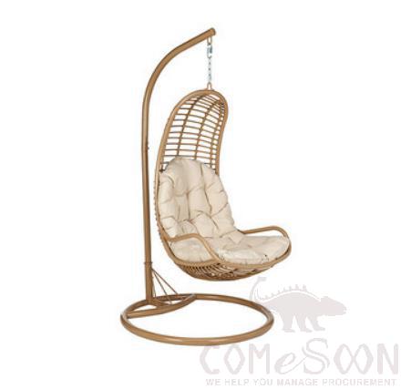 Rattan Sofa Swing-Φ80cm, PE Thick Rattan+ Inner Metal+ Comfortable Cushion, Φ80*130cm