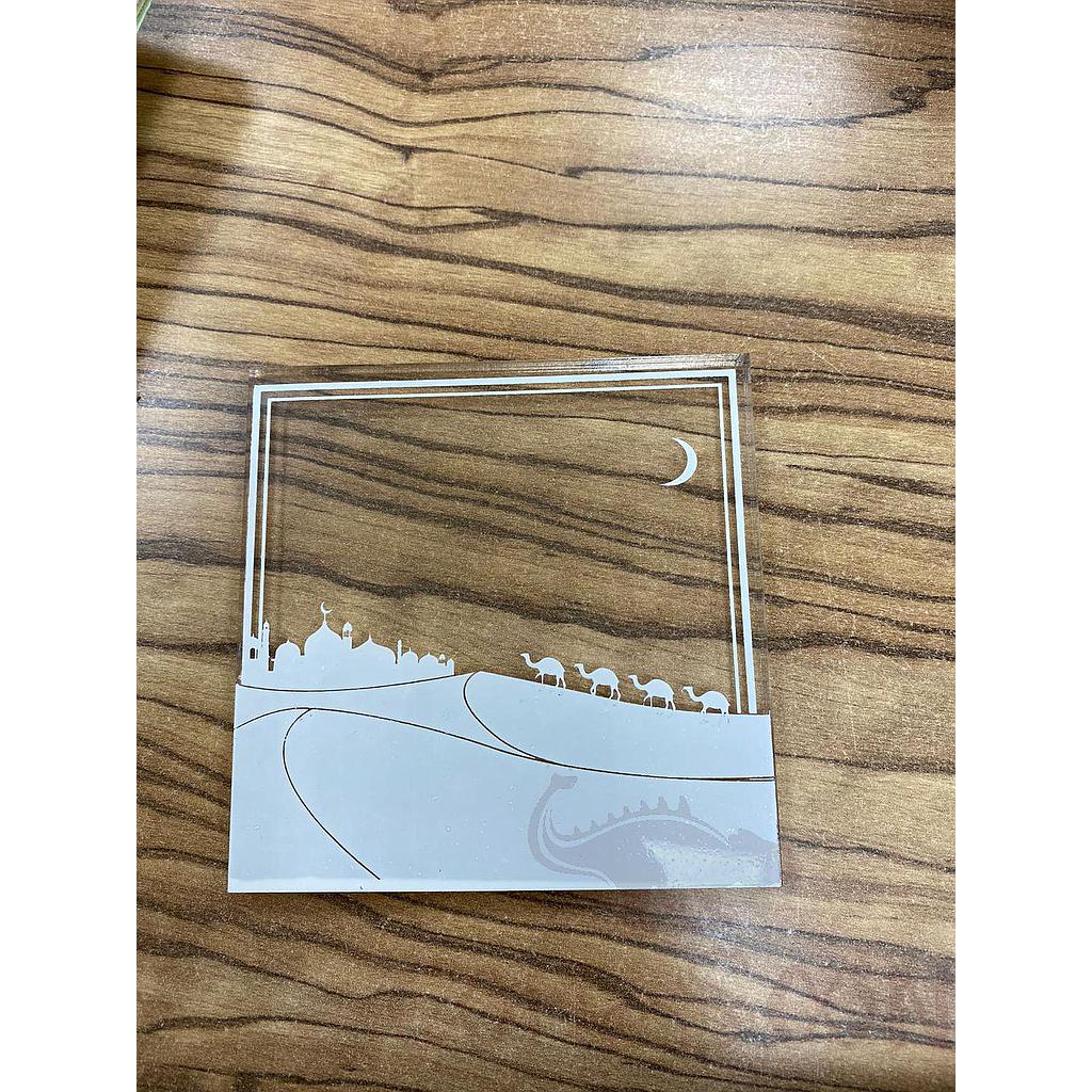 Camel Ride in Desert Acrylic Plate-10*10*0.5cm