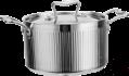 Two-Eared Roman Vertical Tall Tri-Ply Steel Pot, 201/430 Ss+ Aluminum+ 304 Ss, Φ240×h145mm product image
