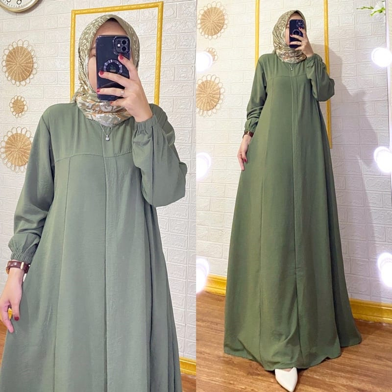 DRESS WANITA DEWASA MODEL MARYAM BAHAN CRINGKLE AIRFLOW PREMIUM TEBAL GAMIS MARYAM PREMIUM / GAMIS MARYAM ELEGANT KEKINIAN 2023  2.7