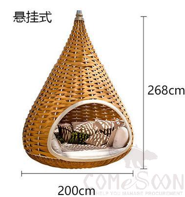 Outdoor Rattan Bed-200cm, Environmentally Friendly PE Rattan+ Aluminum Alloy Frame+ Waterproof Cloth+ High-Density Spongeφ200*228cm