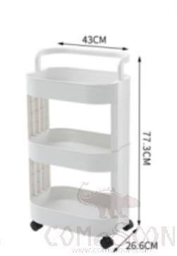 Trolley Three-Tier Storage Rack (with Wheels), PP, 43*26.5*77.3cm