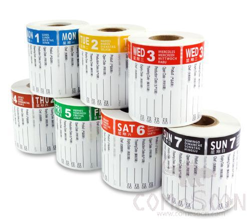 Weekly Food Label Set, Self-Adhesive+ Coated Paper, Color, 76x51mm
Including Monday to Sunday Labels