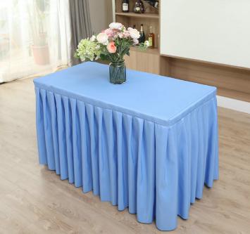 Rectangle  Table Skirting(180*45+ 75cm)-Sky Blue