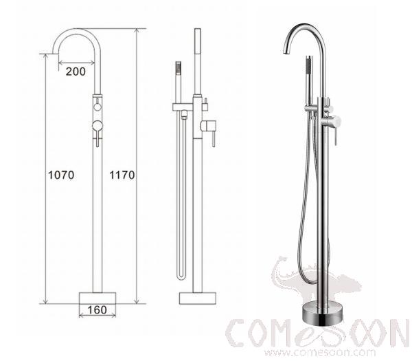 Floor-Standing Bathtub Faucet