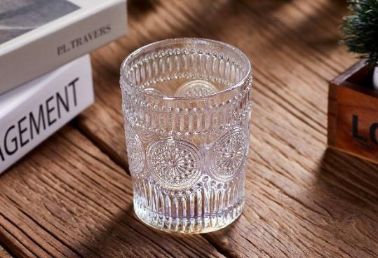 Colorful Emboss Water  Glass Cup  250ML  Transparent