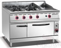 Gas Range 4-Burner Stove & Griddle & Oven, Dimension:l1200*W900*H920mm, Power Supply:9.75+ 5.8 Kw