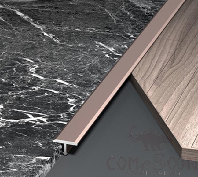 Aluminum T-Shaped Decorative Strip, 33mm, Rose Gold