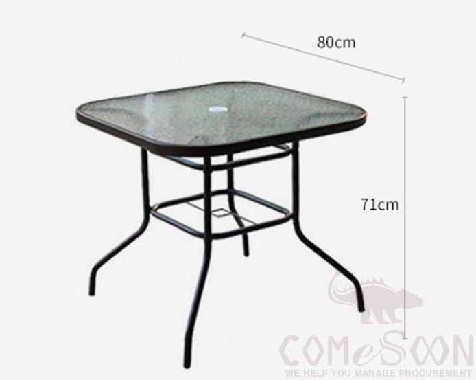 Outdoor Table-80*80cm, Aluminum Alloy+ Glass, 80*80*71cm