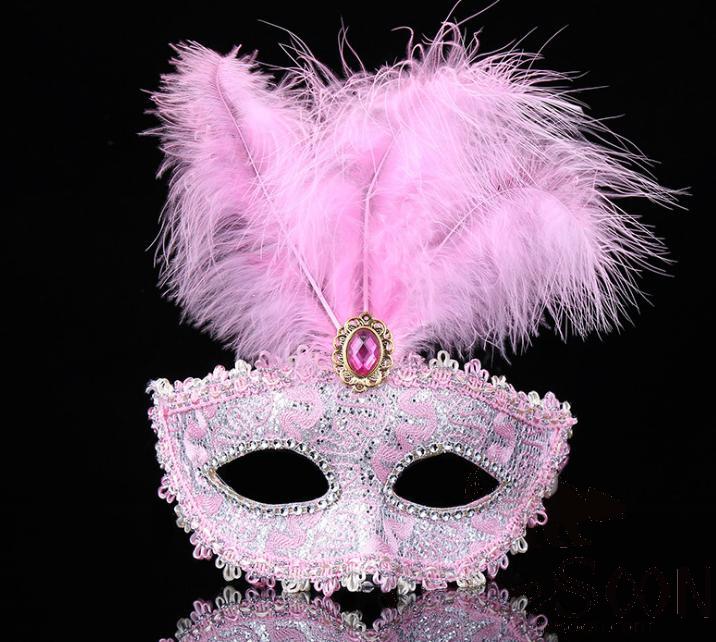 Party Feather Eye Mask Pink