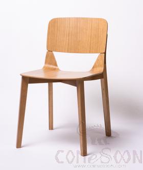 Chair, White Oak Frame+ Curved Wood Seat (Birch Core, Imported Natural White Oak Veneer), 470*500* 810 mm