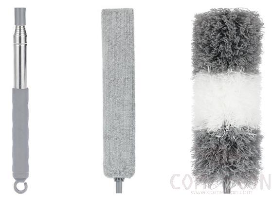 Dust Removal Package, W/ Long Telescopic Rod and Bed Bottom Brush and Gray White Microfiber Head