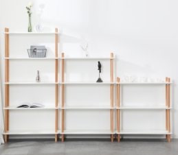 Shelf, Mdf 18 mm, Matte Painted; Beech Pillars Painted
, 80*30* 153.5 cm