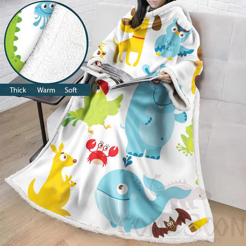 Cartoon Blanket with Sleeves, Crystal Velvet, 127*178 cm